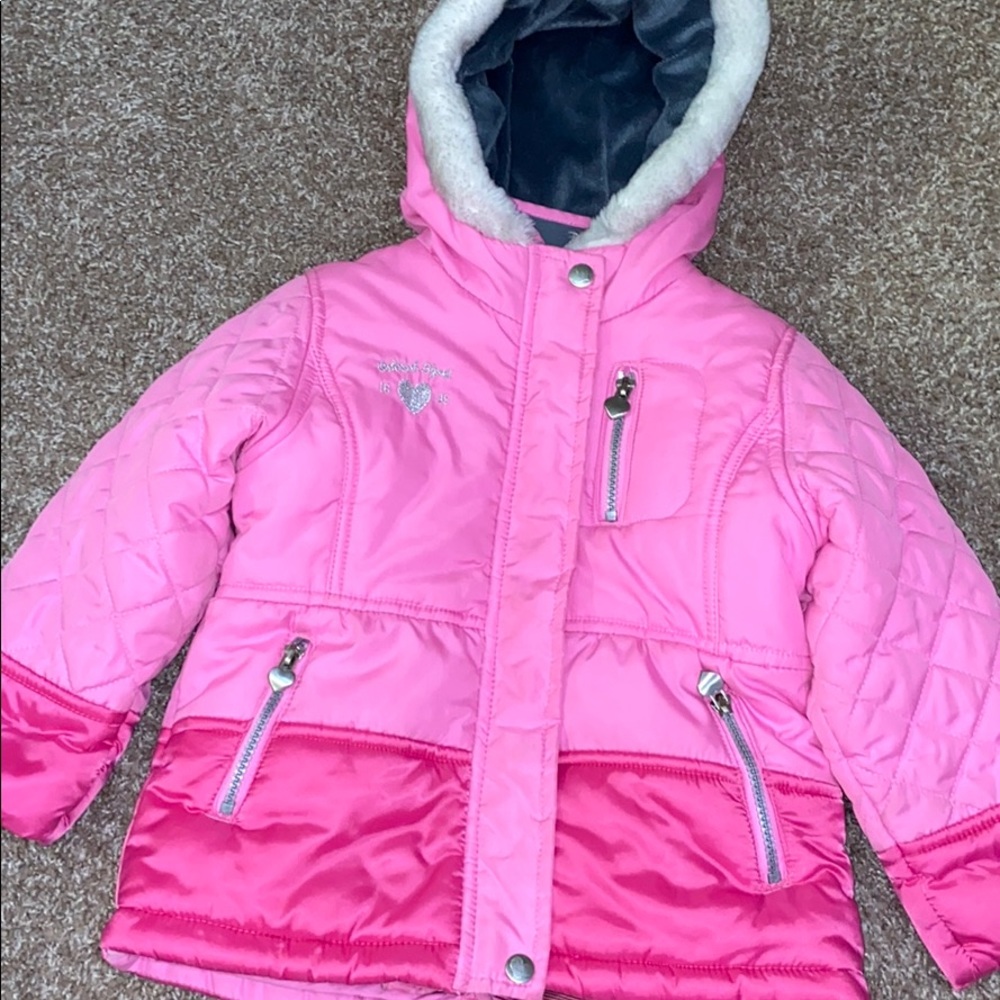 2 pc winter jacket (grey/pink 2nd jacket double